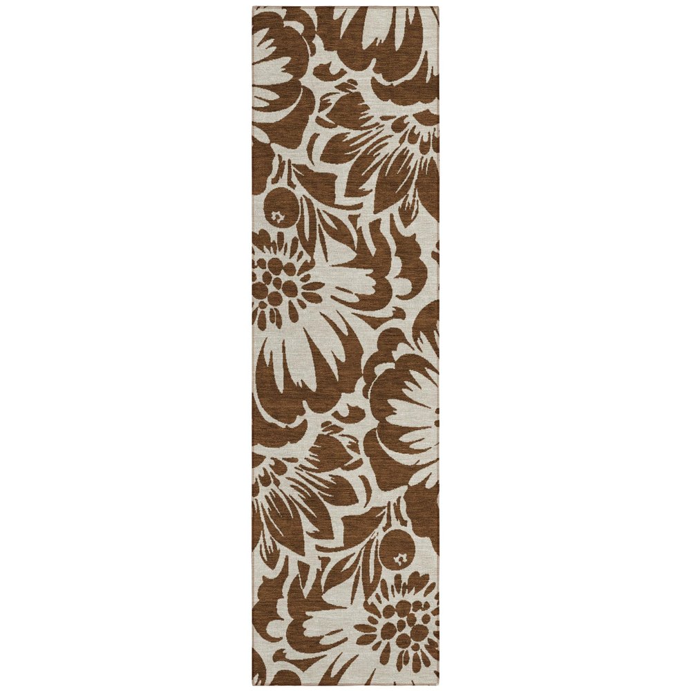 Addison Rugs Chantille ACN551 Brown 2'3" x 7'6" Indoor Outdoor Hallway Runner Rug, Stain Resistant Washable Kitchen Area Carpet for Bathroom, Laundry and Bedroom