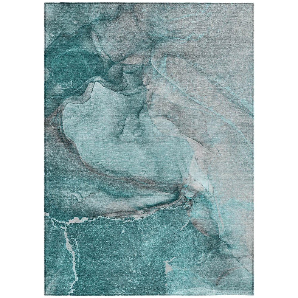 Addison Rugs Chantille ACN524 Teal 8' x 10 Indoor Outdoor Area Rug, Stain Resistant, Machine Washable, Non Shedding, Bedroom, Living Room, Dining Room, Kitchen Rug