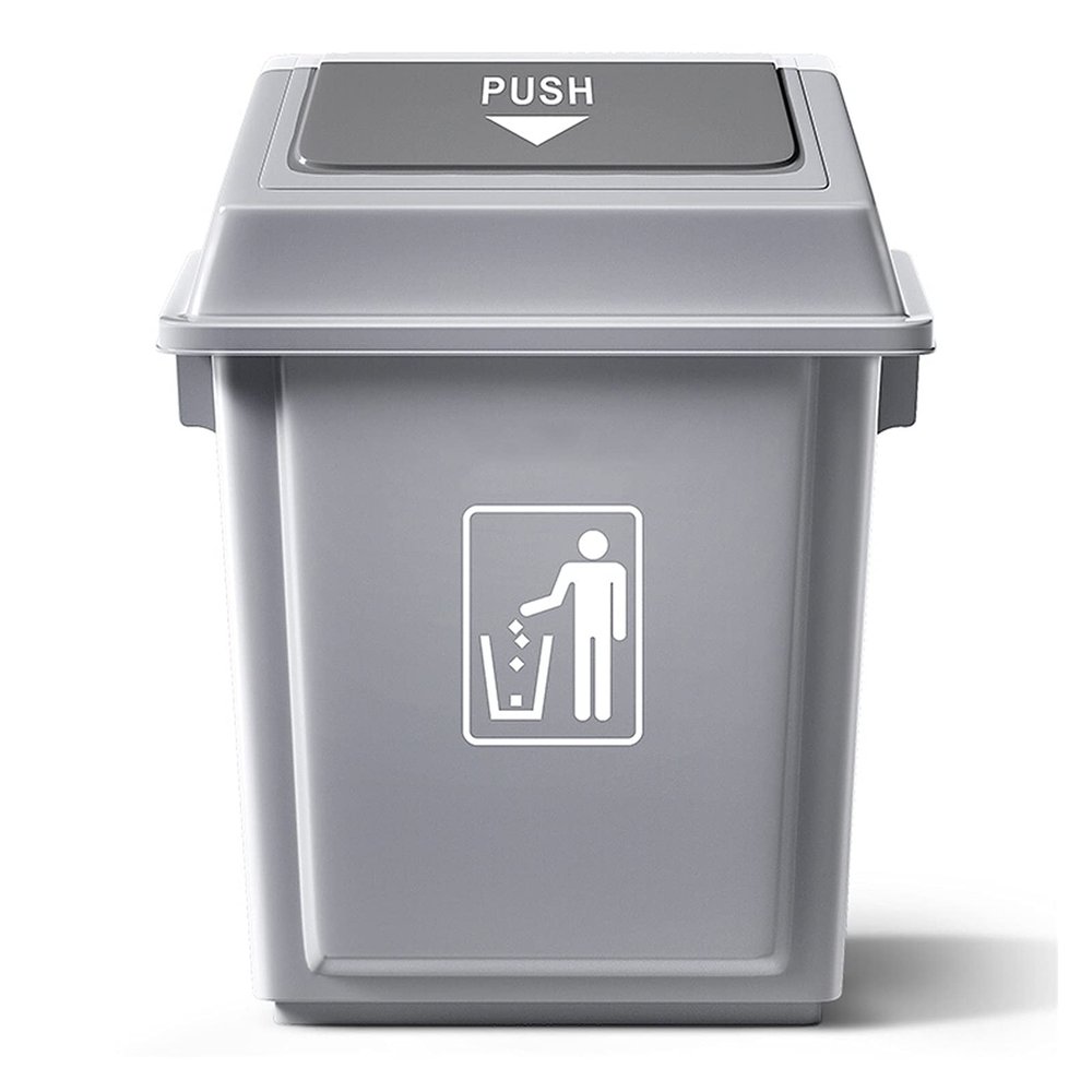 GRFIT Trash Cans Wastebasket Swing-Top Lid Recycle BinKitchen Trash Can with LidCommercial Products Untouchable Square Trash/Garbage Container with Lid, Gray Kitchen Bathroom Rubbish Bin