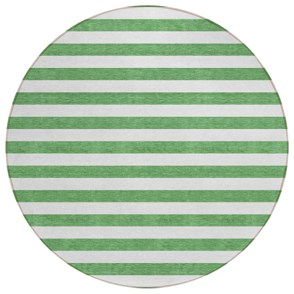 Addison Rugs Chantille ACN528 Green 8' x 8 Indoor Outdoor Round Area Rug, Stain Resistant, Machine Washable, Non Shedding, Bedroom, Living Room, Dining Room, Kitchen Rug