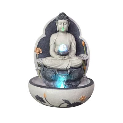 Tabletop Fountain 23.6 inch Tall Indoor/Outdoor Buddha Tabletop Water Fountain with LED Lights - Zen Tabletop Water Fountain for Home Office Decor Desktop Fountains