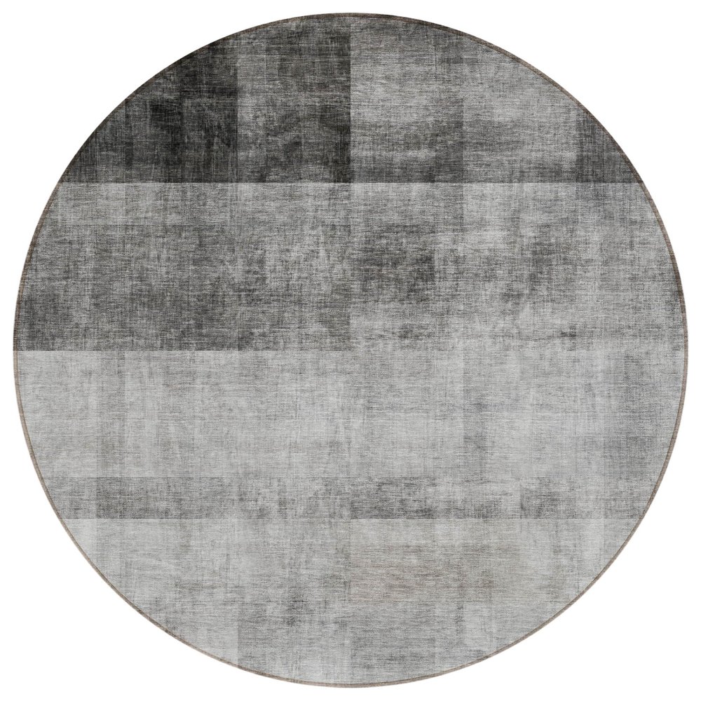 Addison Rugs Chantille ACN568 Gray 8' x 8 Indoor Outdoor Round Area Rug, Stain Resistant, Machine Washable, Non Shedding, Bedroom, Living Room, Dining Room, Kitchen Rug
