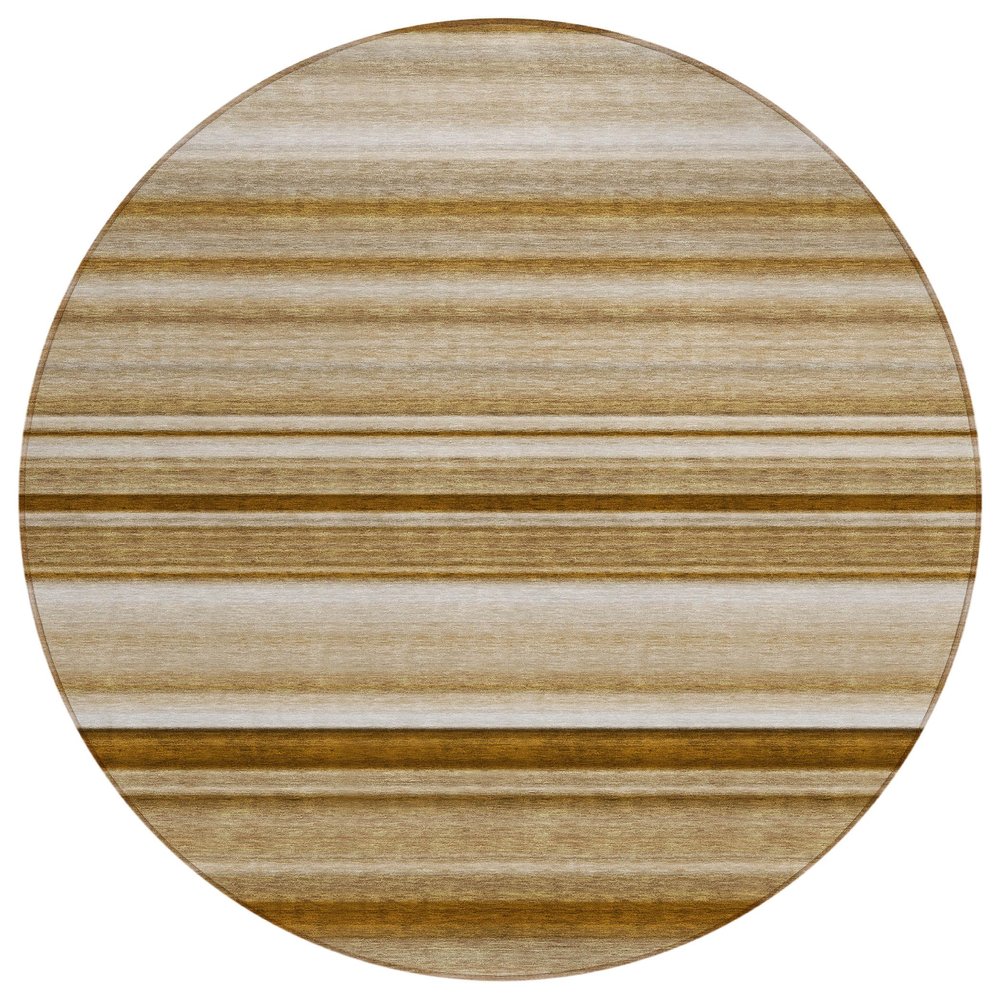 Addison Rugs Chantille ACN529 Brown 8' x 8 Indoor Outdoor Round Area Rug, Stain Resistant, Machine Washable, Non Shedding, Bedroom, Living Room, Dining Room, Kitchen Rug