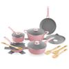 DASH Dream Green Nonstick Ceramic Cookware Set, 15 Piece, Pink - Recycled Aluminum and Ceramic, Nonstick Cookware Set, Oven Safe and Compatible with All Cooktops view 1