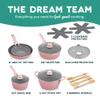 DASH Dream Green Nonstick Ceramic Cookware Set, 15 Piece, Pink - Recycled Aluminum and Ceramic, Nonstick Cookware Set, Oven Safe and Compatible with All Cooktops view 2