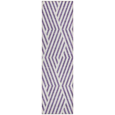 Addison Rugs Chantille ACN550 Purple 2'3" x 7'6" Indoor Outdoor Hallway Runner Rug, Stain Resistant Washable Kitchen Area Carpet for Bathroom, Laundry and Bedroom