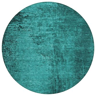 Addison Rugs Chantille ACN554 Teal 8' x 8 Indoor Outdoor Round Area Rug, Stain Resistant, Machine Washable, Non Shedding, Bedroom, Living Room, Dining Room, Kitchen Rug