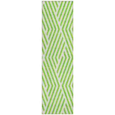 Addison Rugs Chantille ACN550 Green 2'3" x 7'6" Indoor Outdoor Hallway Runner Rug, Stain Resistant Washable Kitchen Area Carpet for Bathroom, Laundry and Bedroom
