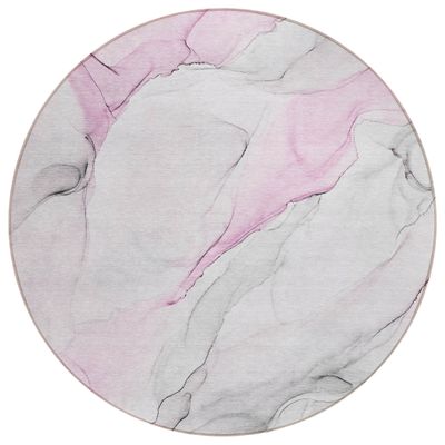 Addison Rugs Chantille ACN515 Pink 8' x 8 Indoor Outdoor Round Area Rug, Stain Resistant, Machine Washable, Non Shedding, Bedroom, Living Room, Dining Room, Kitchen Rug