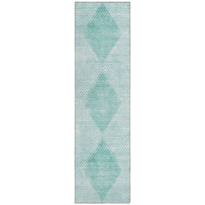 Addison Rugs Chantille ACN139 Teal 2'3" x 7'6" Indoor Outdoor Hallway Runner Rug, Stain Resistant Washable Kitchen Area Carpet for Bathroom, Laundry and Bedroom