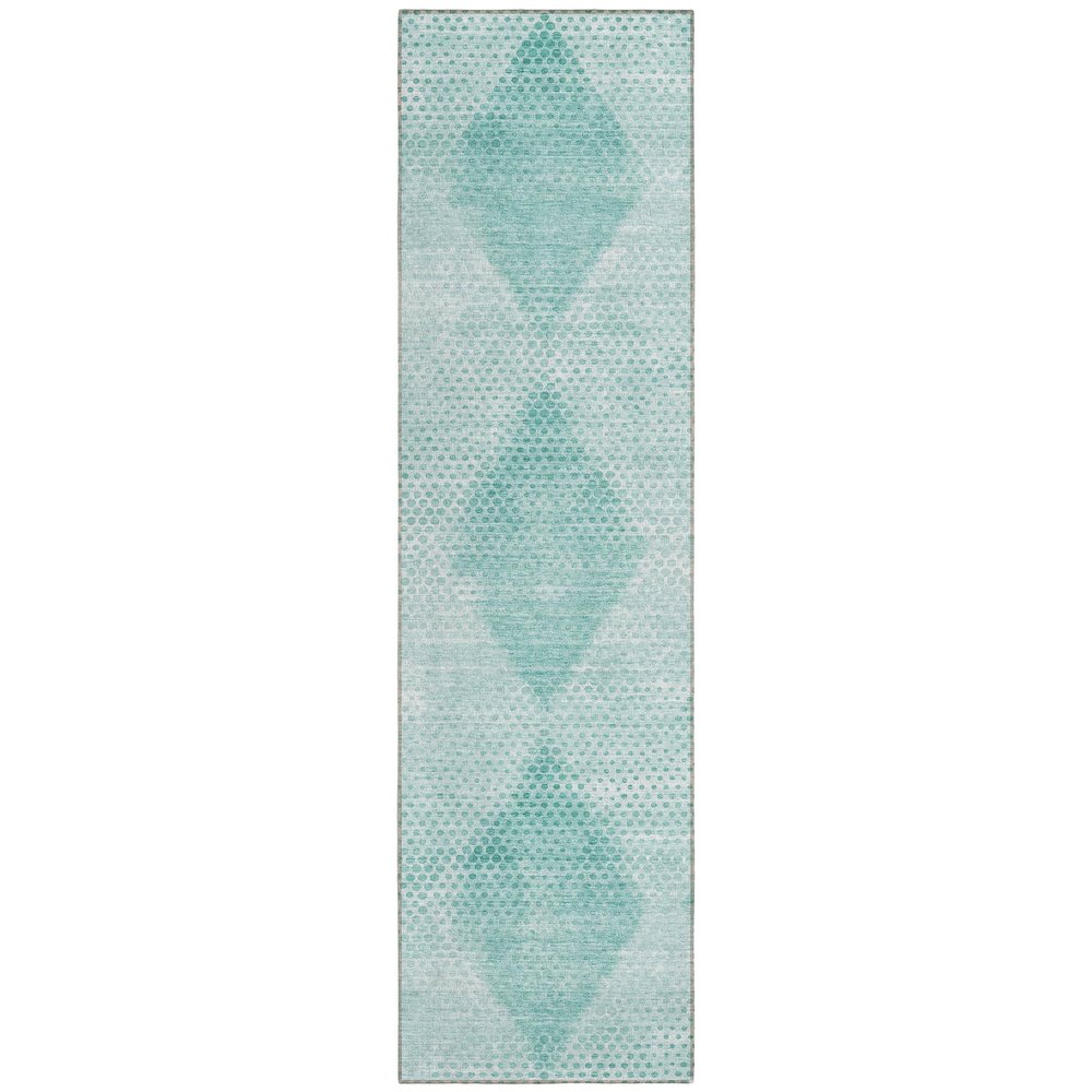 Addison Rugs Chantille ACN139 Teal 2'3" x 7'6" Indoor Outdoor Hallway Runner Rug, Stain Resistant Washable Kitchen Area Carpet for Bathroom, Laundry and Bedroom