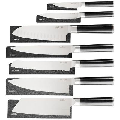 Babish 14-Piece Full Tang Forged Kitchen Knife Set  High-Carbon 1.4116 German Steel Cutlery with Protective Sheaths  Professional Chef Knife Set