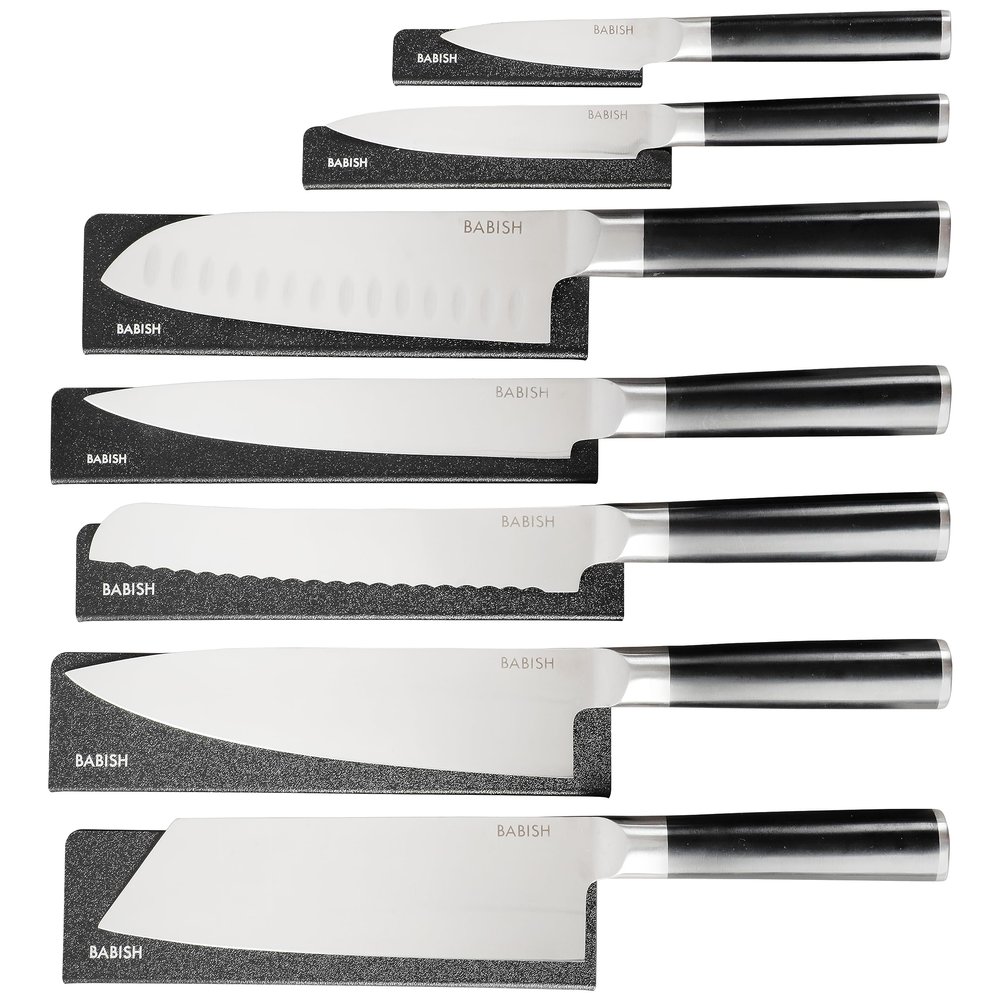 Babish 14-Piece Full Tang Forged Kitchen Knife Set  High-Carbon 1.4116 German Steel Cutlery with Protective Sheaths  Professional Chef Knife Set