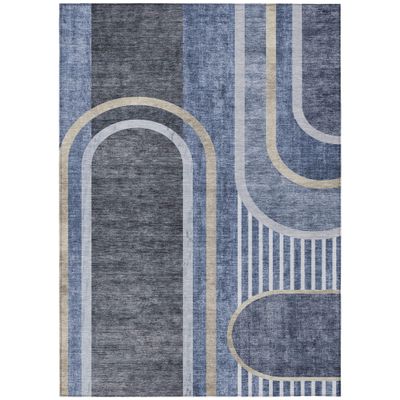 Addison Rugs Chantille ACN532 Blue 9' x 12 Indoor Outdoor Area Rug, Stain Resistant, Machine Washable, Non Shedding, Bedroom, Living Room, Dining Room, Kitchen Rug