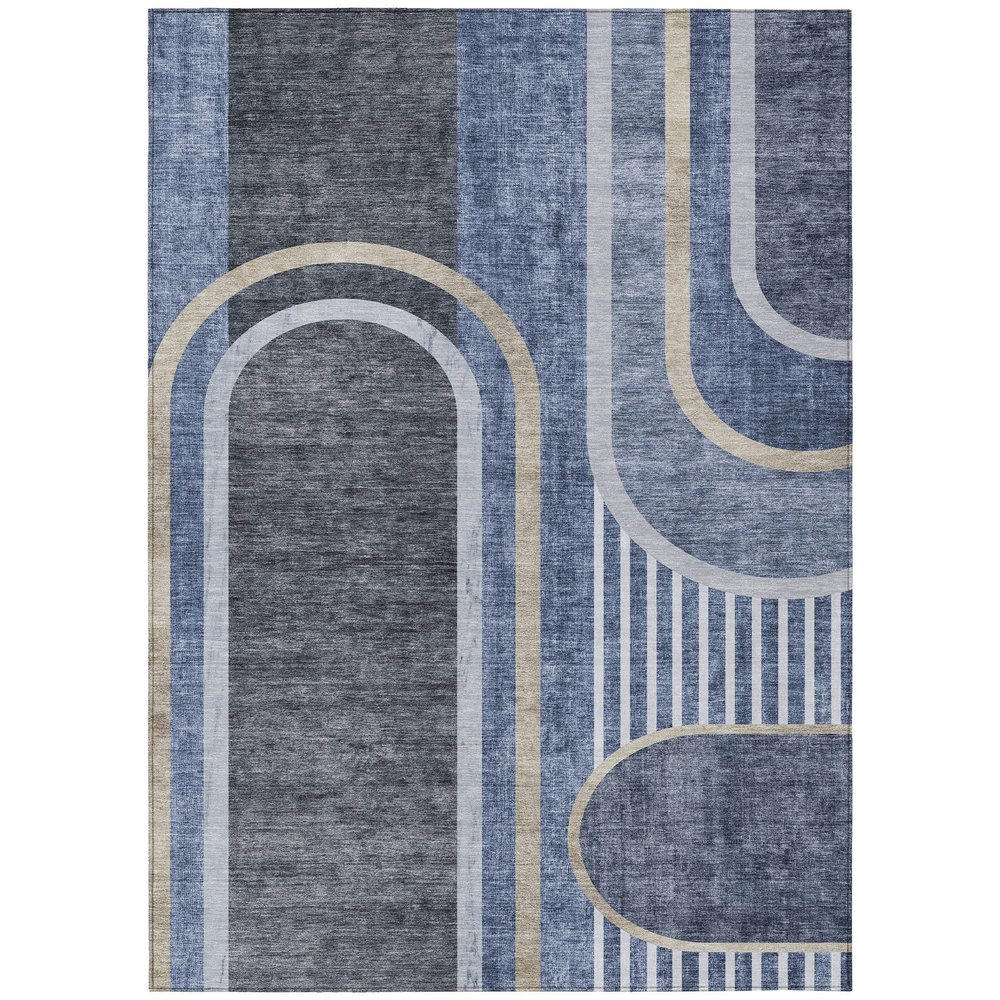 Addison Rugs Chantille ACN532 Blue 9' x 12 Indoor Outdoor Area Rug, Stain Resistant, Machine Washable, Non Shedding, Bedroom, Living Room, Dining Room, Kitchen Rug