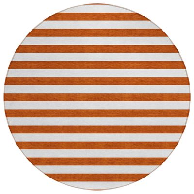 Addison Rugs Chantille ACN528 Orange 8' x 8 Indoor Outdoor Round Area Rug, Stain Resistant, Machine Washable, Non Shedding, Bedroom, Living Room, Dining Room, Kitchen Rug