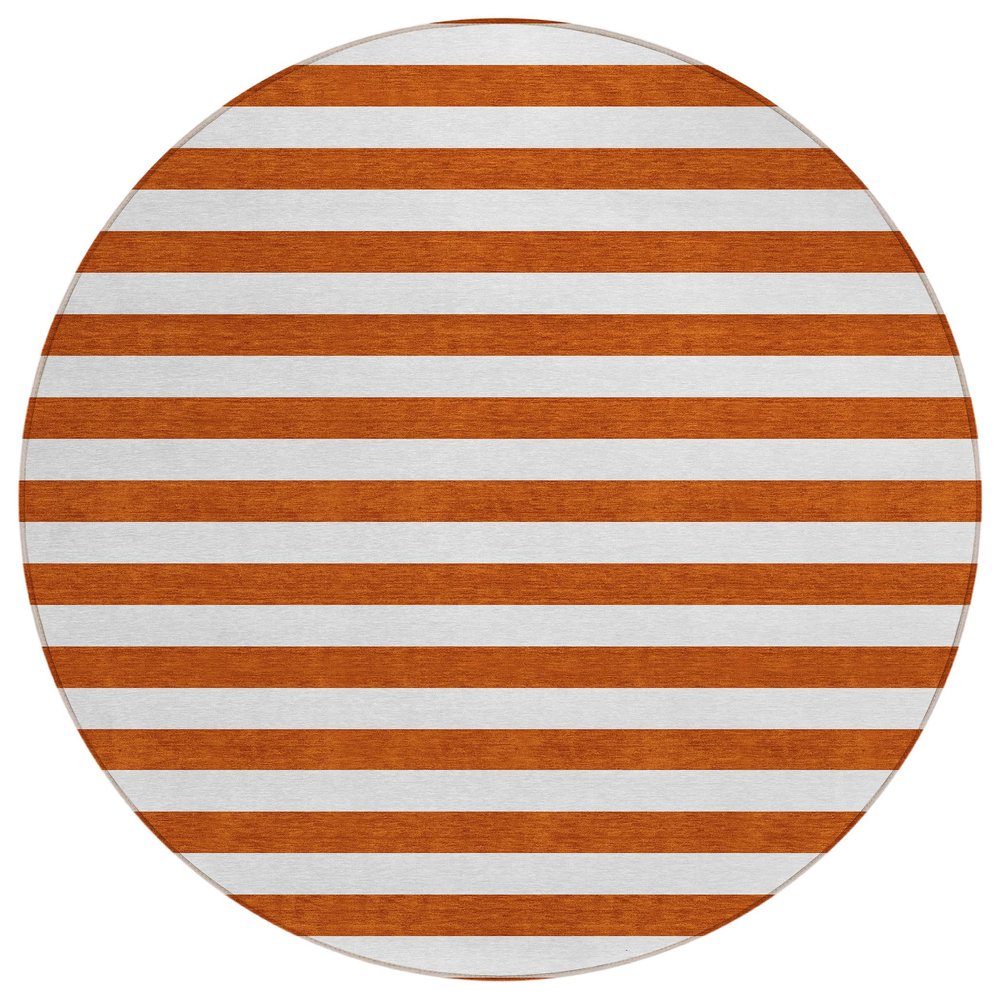 Addison Rugs Chantille ACN528 Orange 8' x 8 Indoor Outdoor Round Area Rug, Stain Resistant, Machine Washable, Non Shedding, Bedroom, Living Room, Dining Room, Kitchen Rug