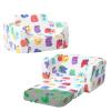 MeMoreCool Glow Alphabet Toddler Sofa Bed  2-in-1 Foldable Foam Chair for Kids Light-Up Letters, Soft Supportive Foam, Machine-Washable Cover, Great for Boys and Girls view 1