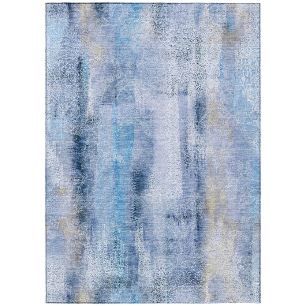 Addison Rugs Chantille ACN137 Blue 8' x 10 Indoor Outdoor Area Rug, Stain Resistant, Machine Washable, Non Shedding, Bedroom, Living Room, Dining Room, Kitchen Rug