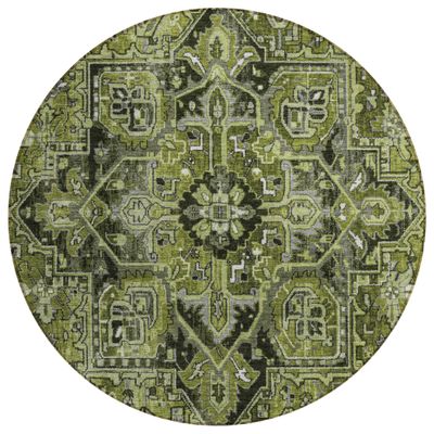 Addison Rugs Chantille ACN570 Green 8' x 8 Indoor Outdoor Round Area Rug, Stain Resistant, Machine Washable, Non Shedding, Bedroom, Living Room, Dining Room, Kitchen Rug
