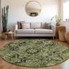 Addison Rugs Chantille ACN570 Green 8' x 8 Indoor Outdoor Round Area Rug, Stain Resistant, Machine Washable, Non Shedding, Bedroom, Living Room, Dining Room, Kitchen Rug view 2