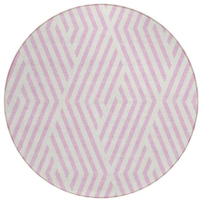 Addison Rugs Chantille ACN550 Pink 8' x 8 Indoor Outdoor Round Area Rug, Stain Resistant, Machine Washable, Non Shedding, Bedroom, Living Room, Dining Room, Kitchen Rug