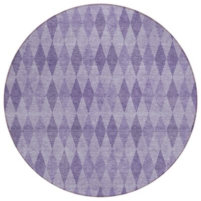 Addison Rugs Chantille ACN561 Purple 8' x 8 Indoor Outdoor Round Area Rug, Stain Resistant, Machine Washable, Non Shedding, Bedroom, Living Room, Dining Room, Kitchen Rug