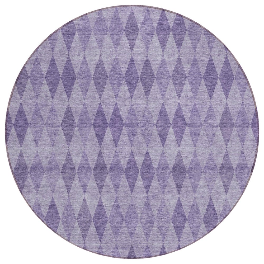 Addison Rugs Chantille ACN561 Purple 8' x 8 Indoor Outdoor Round Area Rug, Stain Resistant, Machine Washable, Non Shedding, Bedroom, Living Room, Dining Room, Kitchen Rug