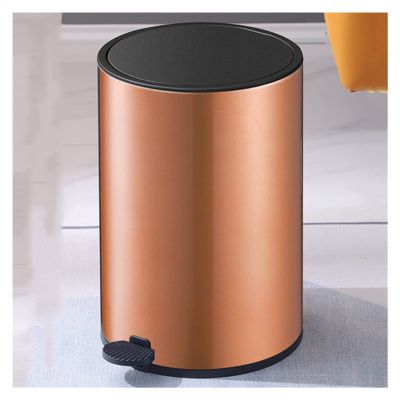 Trash Cans Wastebasket Stainless Steel Step CanMetal Pedal Bin, Round Step Trash Can with LidKitchen Trash Can with Lid for Indoor, Outdoor or Commercial Use Kitchen Bathroom Rubbish Bin ( Color :