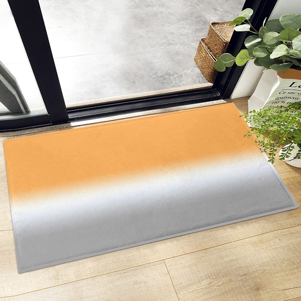 Fluffy Bath Rug Orange Gray Gradient Back,Non Slip Shag Carpet Soft Floor Door Mat Modern Ombre Minimalism,Absorbent Entrance Rugs for Kitchen Bathroom Living Room 18x30in