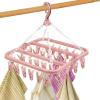 Foldable Clip and Drip Hanger - 1/2 Foldable Clip Hangers with 32 Drying Clips,Foldable Drying Rack with 32 Clips for Drying Socks Lingerie Baby Clothes Drying Towels Rotatable Sock Drying Rack view 1