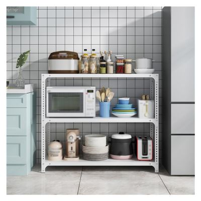 GOCHUSX Stainless Steel Storage Rack, 3/4 Tier Shelf Shelving Units, Microwave Oven Rack Stand Shelf, Kitchen Racking Unit For Kitchen Bathroom Bedroom, Space Saver (Color : White, Size : 90x30x100c