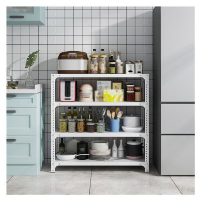 GOCHUSX Stainless Steel Storage Rack, 3/4 Tier Shelf Shelving Units, Microwave Oven Rack Stand Shelf, Kitchen Racking Unit For Kitchen Bathroom Bedroom, Space Saver (Color : White, Size : 100x50x120