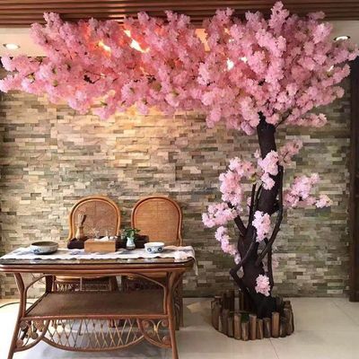Artificial Plants,Artificial Cherry Tree Large Plant Simulation Peach Blossom Tree Plum Tree Hotel Shopping Mall Decoration Fake Cherry Tree Easy to Assemble Artific PinkA-1.2mx1m