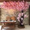 Artificial Plants,Artificial Cherry Tree Large Plant Simulation Peach Blossom Tree Plum Tree Hotel Shopping Mall Decoration Fake Cherry Tree Easy to Assemble Artific PinkA-1.2mx1m view 1
