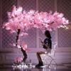 Artificial Plants,Artificial Cherry Tree Large Plant Simulation Peach Blossom Tree Plum Tree Hotel Shopping Mall Decoration Fake Cherry Tree Easy to Assemble Artific PinkA-1.2mx1m view 2