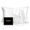 INFIIXSO Silk Pillow Cases 2 Pack Standard Size, Ultra Smooth & Soft Mulberry Silk Pillow Case for Hair and Skin, Breathable Cooling Silk Pillowcase with Hidden Zipper (White, 20x26 Inches) view 1