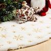 Christmas Tree Skirt 48 Inches, Faux Fur White Tree Skirt with Gloden Snowflakes, Soft Thick Christmas Tree Mat for Xmas Tree Decor, Large Tree Skirts for New Year Merry Christmas Tree Decorations view 1