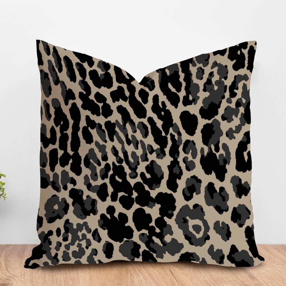 ArogGeld Black and Brown Leopard Farmhouse Cushion Covers Leopard Print Animal Cheetah Cushion Cover Double Side Pillow Cover Case with Zipper for Living Room Bedroom 26x26in White Linen