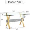 Modern Tempered Glass Dining Table, Large 78.74" Glass Dining Kitchen Table with Gold Plated Metal Legs and MDF Crossbars for 6-8 People, Modern Dining Room Table for Kitchen Home Office view 2