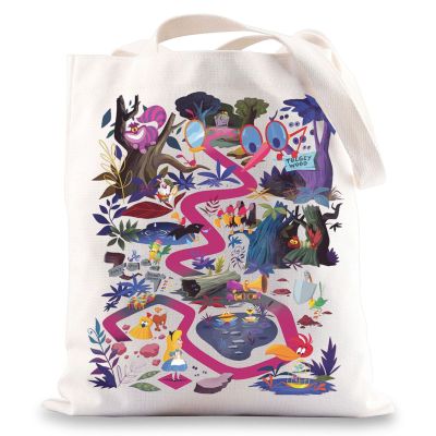 BWWKTOP Fairy Tales Alice Tote Bag Cheshire Cat Fans Gifts Alice Shoulder Bag Alice Reusable Grocery Bag (don't step on)