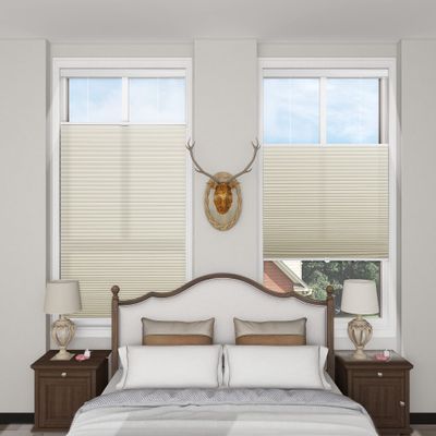 Blinhdome Custom Light Filtering Top Down Bottom Up Shades, Blinds for Windows Cordless Cellular Shades Room Darkening Blinds, 25" W x 60" H, Beige