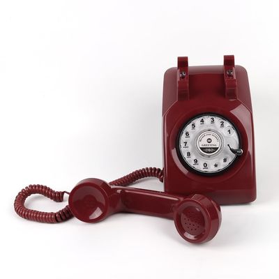 Premium Audio Guest Book Telephone | Vintage and Retro Style Audio Guestbook | Wedding Guestbook Rotary Phone (DeepRed)