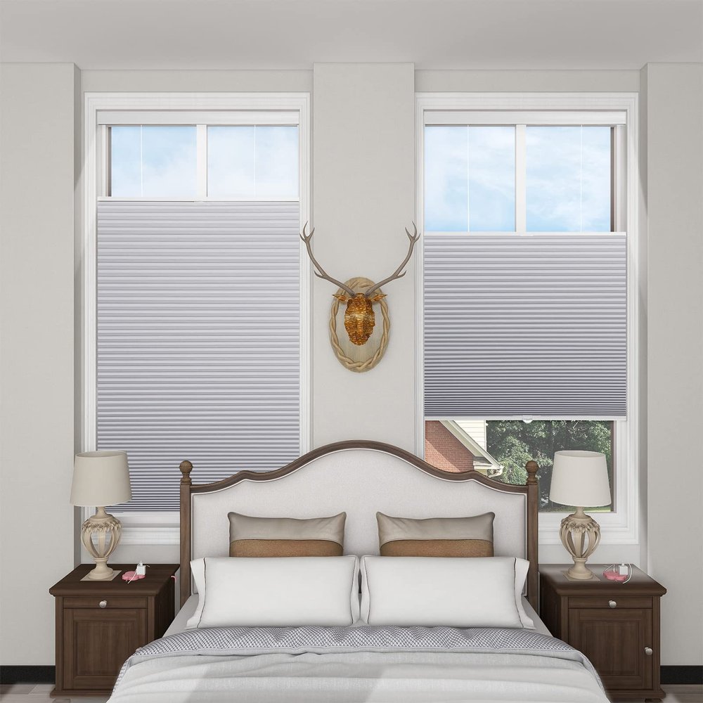 Blinhdome Custom Blackout Top Down Bottom Up Shades, Blinds for Windows Cordless Cellular Shades Room Darkening Blinds, 39" W x 60" H, Gray
