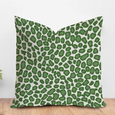 ArogGeld Forest Green Cheetah Print Spots Cushion Cover Cheetah Leopard Print Animal Pillow Cover Farmhouse Decor Euro Sham Pillow for Sofa Couch Car Chair 26x26in White Linen