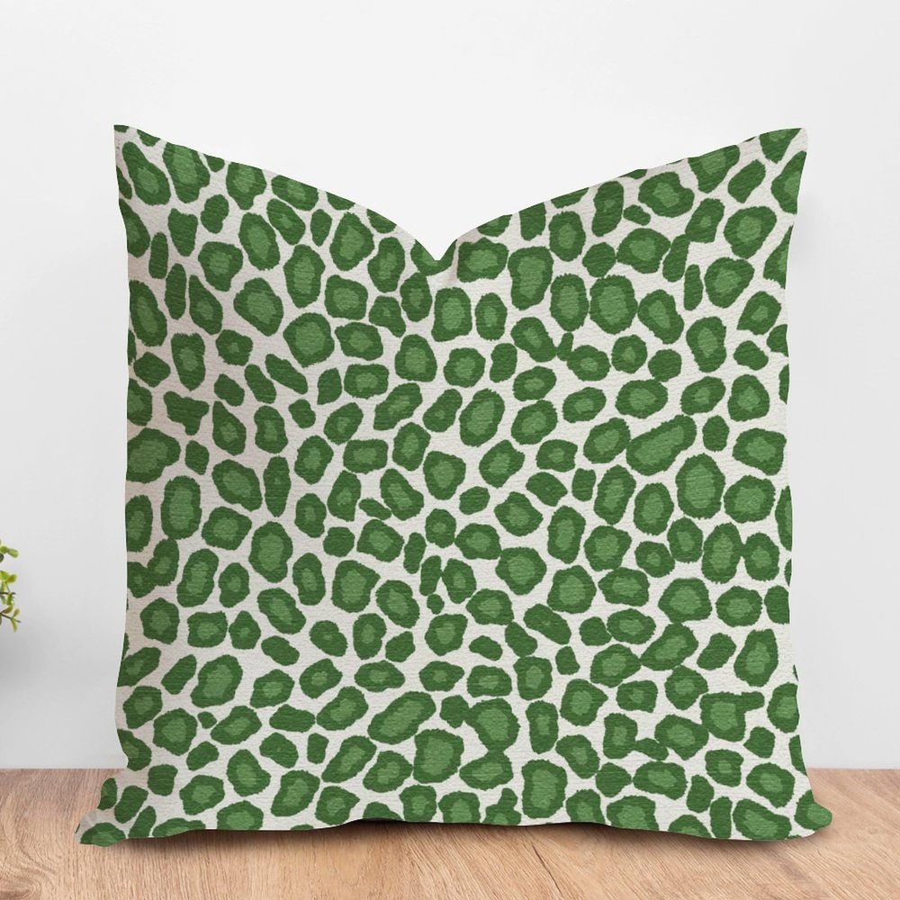 ArogGeld Forest Green Cheetah Print Spots Cushion Cover Cheetah Leopard Print Animal Pillow Cover Farmhouse Decor Euro Sham Pillow for Sofa Couch Car Chair 26x26in White Linen