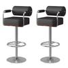 schenke Set of 2 Bar Stools with Back and Footrest,Faux Leather Bar Chair Adjustable Swivel,Counter Height Barstools for Kitchen Island Dining(Silver feet, Black) view 1