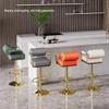 schenke Set of 2 Bar Stools with Back and Footrest,Faux Leather Bar Chair Adjustable Swivel,Counter Height Barstools for Kitchen Island Dining(Silver feet, Black) view 2