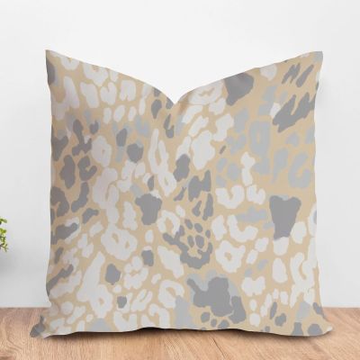 ArogGeld Cushion Cover Light Gray Brown and White Leopard Pillow Cover Leopard Print Animal Cheetah Accent Pillow with Zipper Farmhouse Decor for Bedroom Sofa Couch 16x16in White Flax