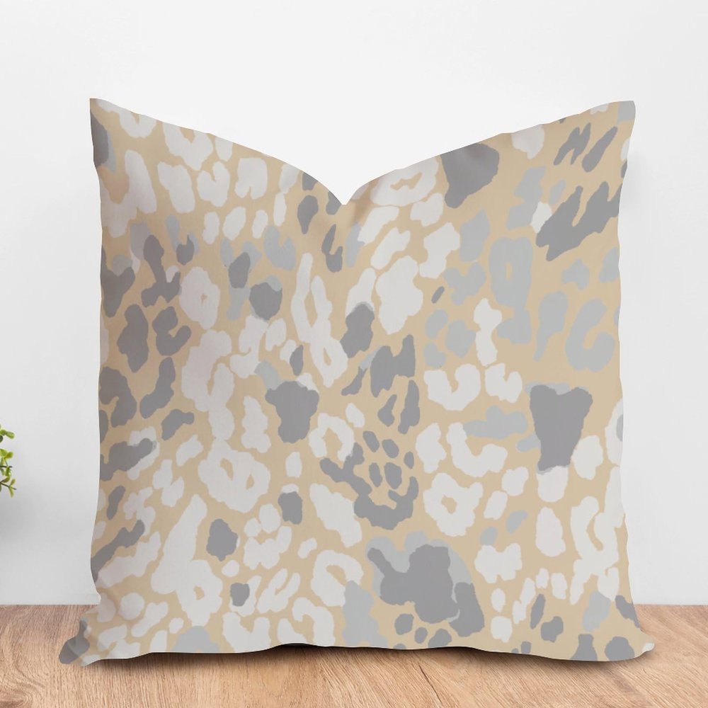 ArogGeld Cushion Cover Light Gray Brown and White Leopard Pillow Cover Leopard Print Animal Cheetah Accent Pillow with Zipper Farmhouse Decor for Bedroom Sofa Couch 16x16in White Flax